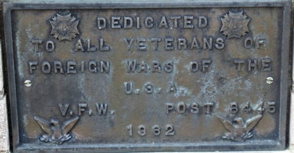 V.F.W. POST 8445 ALL WAR VETERANS MEMORIAL PLAQUE