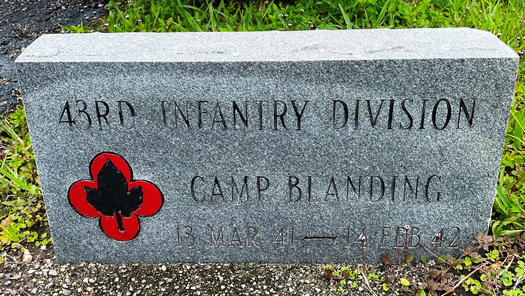 CAMP BLANDING 43RD INFANTRY DIVISION WAR MEMORIAL STONE