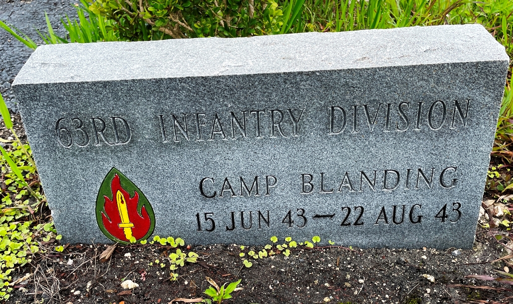 CAMP BLANDING 63RD INFANTRY DIVISION WAR MEMORIAL STONE