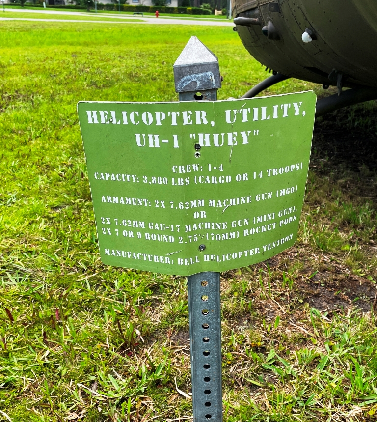 HELICOPTER, UTILITY, UH-1 “HUEY” MEMORIAL PLAQUE