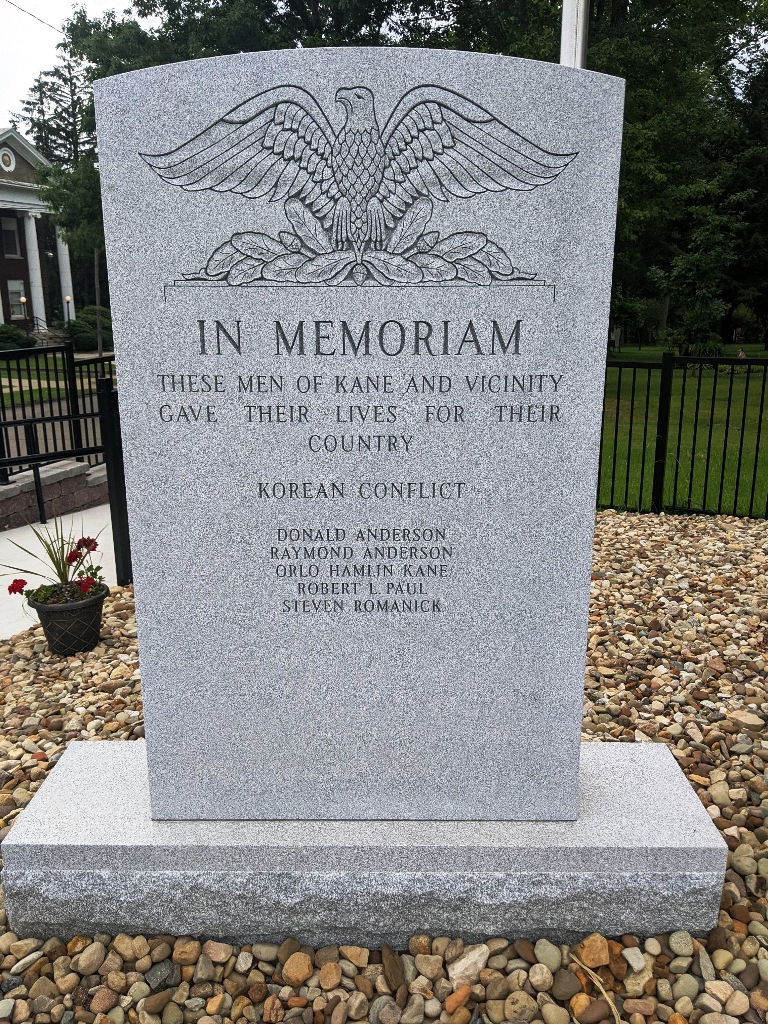 KANE AND VICINITY ULTIMATE SACRIFICE WAR MEMORIAL STONE B