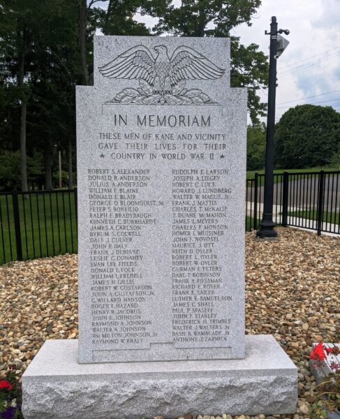 KANE AND VICINITY ULTIMATE SACRIFICE WAR MEMORIAL STONE A