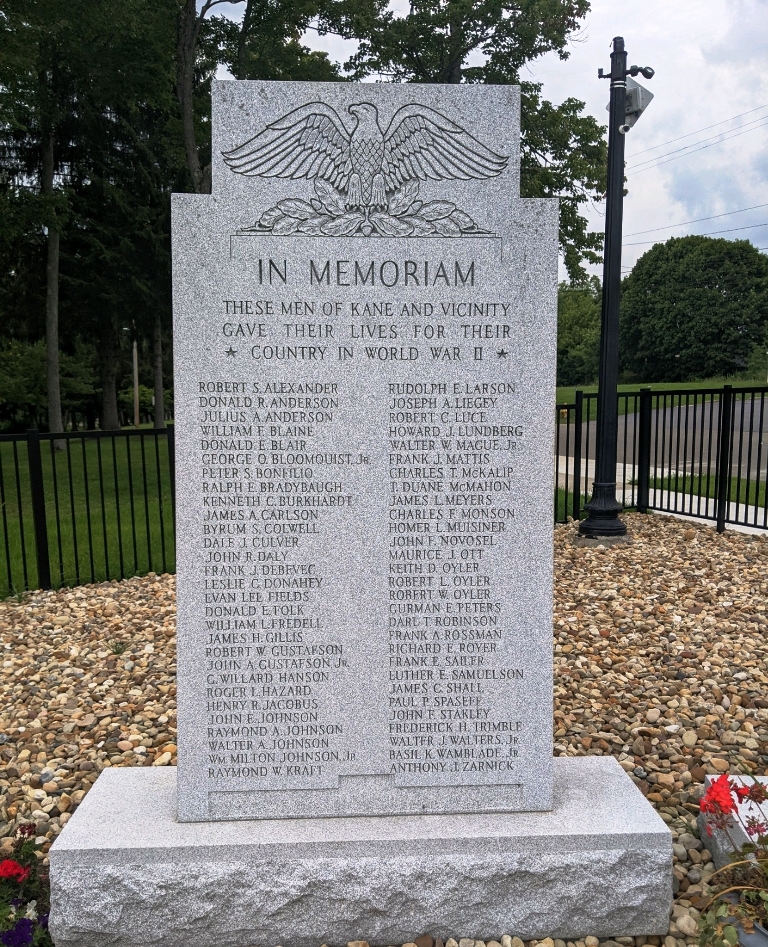 KANE AND VICINITY ULTIMATE SACRIFICE WAR MEMORIAL STONE A