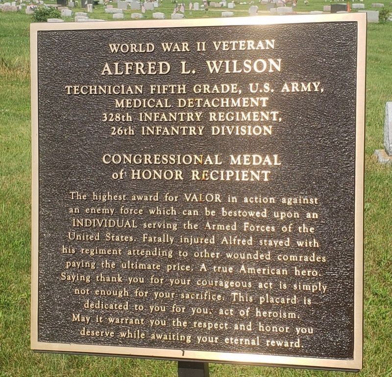 ALFRED L. WILSON MEDAL OF HONOR WAR MEMORIAL PLAQUE