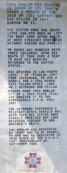 HONORARY EMBLEM WAR MEMORIAL PLAQUE