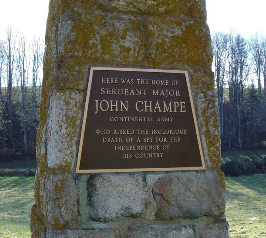 SERGEANT MAJOR JOHN CHAMPE CONTINENTAL ARMY WAR MEMORIAL PLAQUE