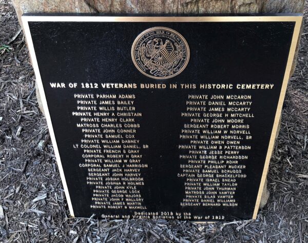 OLD CITY CEMETERY WAR OF 1812 VETERANS BURIED HERE MEMORIAL PLAQUE