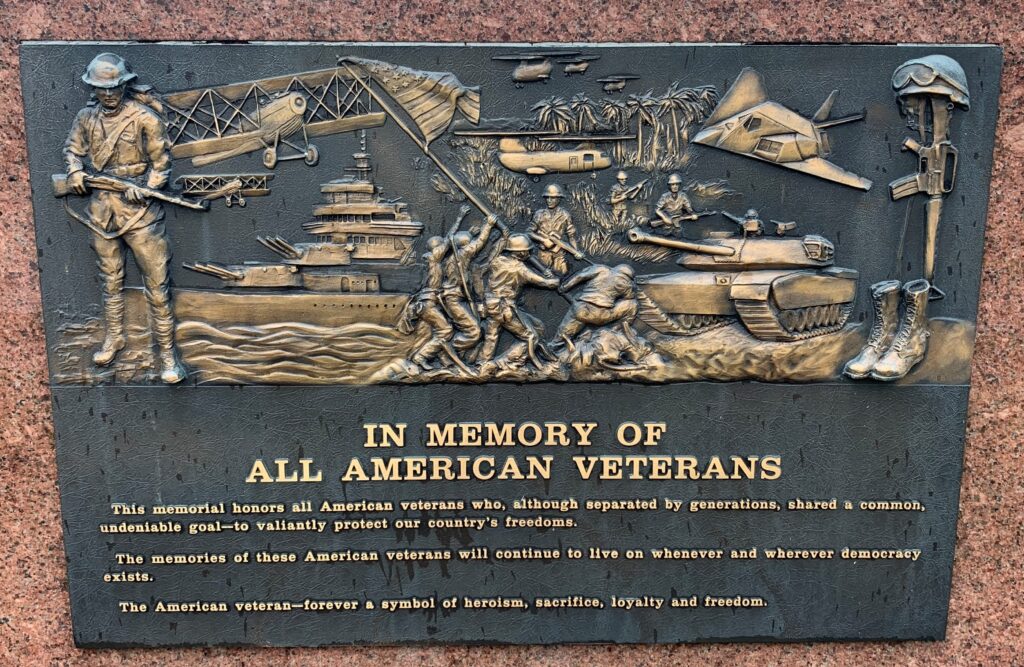IN MEMORY OF ALL AMERICAN VETERANS WAR MEMORIAL PLAQUE