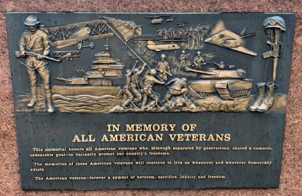 IN MEMORY OF ALL AMERICAN VETERANS WAR MEMORIAL PLAQUE