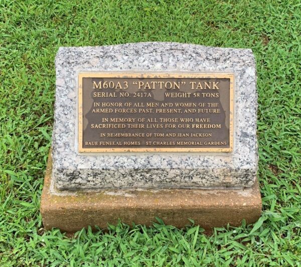 M60A3 “PATTON” TANK WAR MEMORIAL PLAQUE