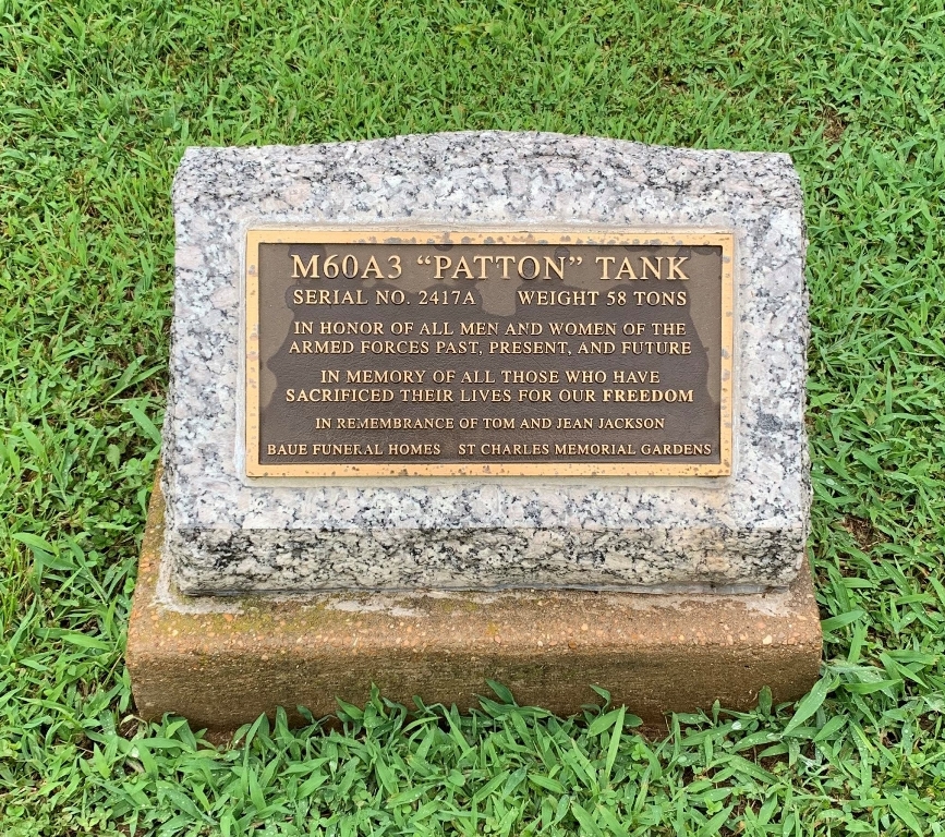 M60A3 “PATTON” TANK WAR MEMORIAL PLAQUE