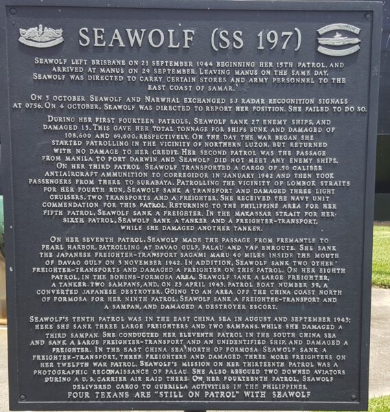 U.S.S. SEAWOLF (SS-197) WAR MEMORIAL PLAQUE C