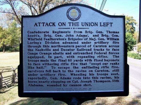 ATTACK ON THE UNION LEFT MEMORIAL MARKER