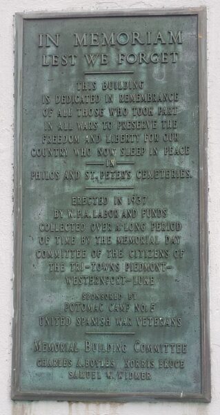 PHILOS AND ST. PETER’S CEMETERIES WAR MEMORIAL BUILDING PLAQUE