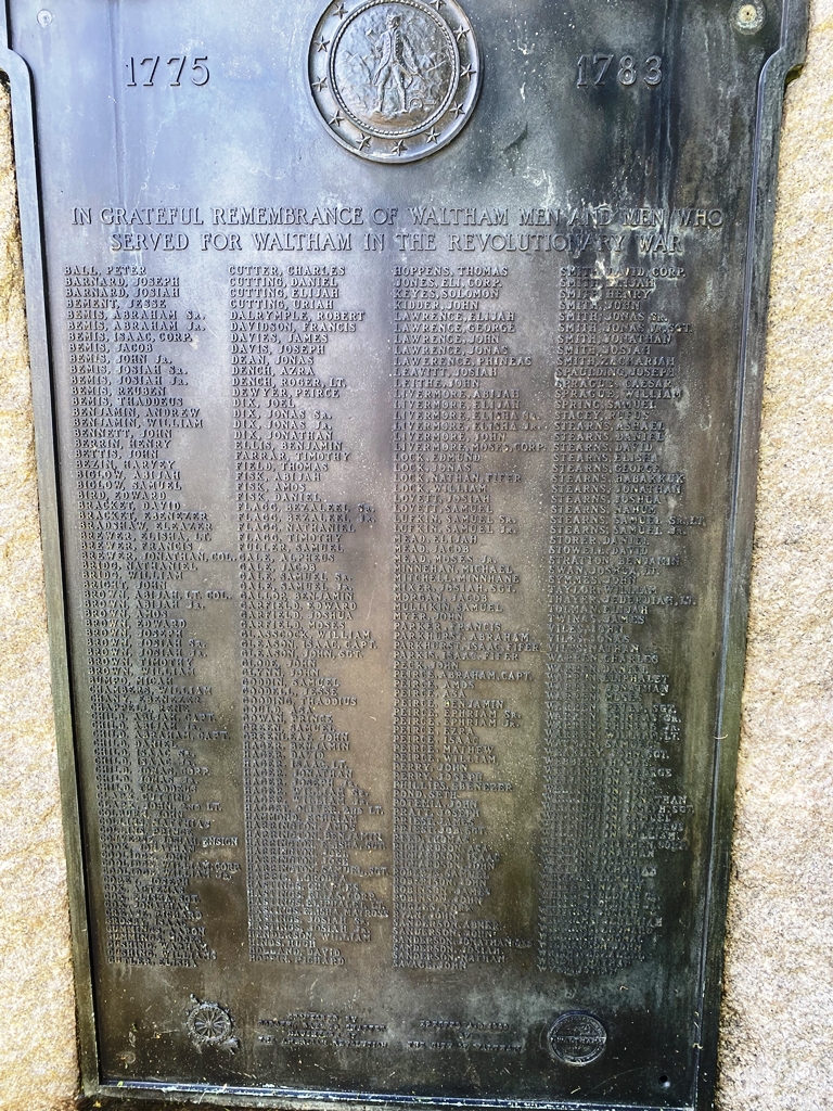 WALTHAM REVOLUTIONARY WAR MEMORIAL PLAQUE