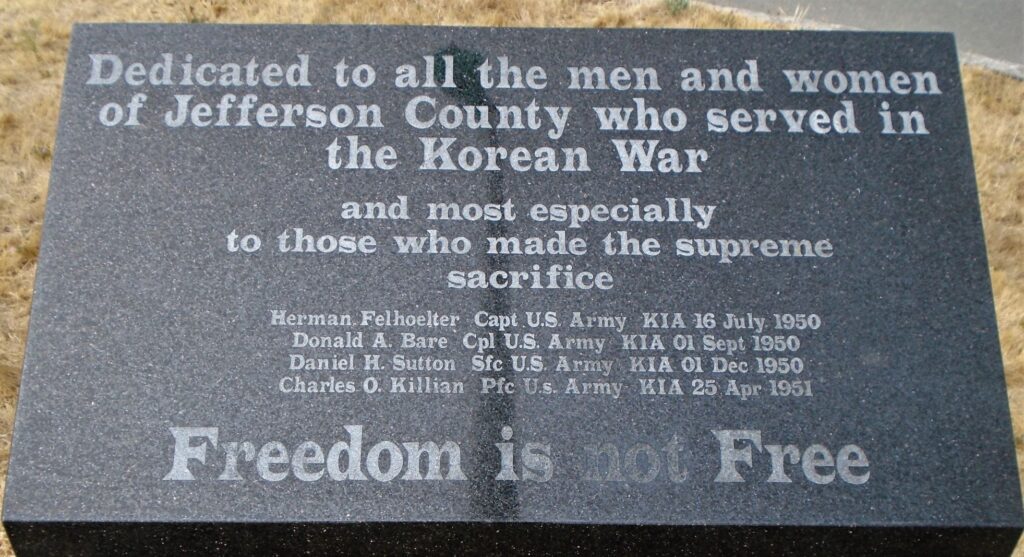 JEFFERSON COUNTY KOREAN WAR MEMORIAL TABLET