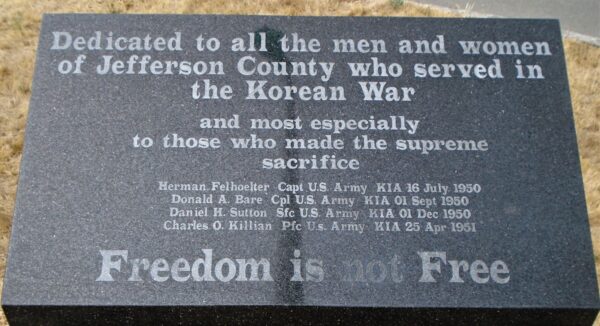 JEFFERSON COUNTY KOREAN WAR MEMORIAL TABLET