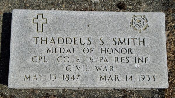 THADDEUS S SMITH MEDAL OF HONOR WAR MEMORIAL GRAVE STONE