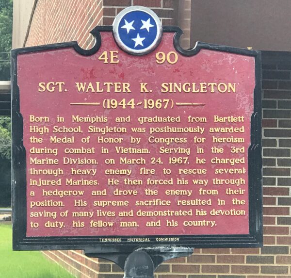 SGT. WALTER K. SINGLETON MEDAL OF HONOR WAR MEMORIAL MARKER