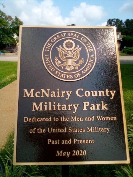 MCNAIRY COUNTY MILITARY PARK MEMORIAL PLAQUE