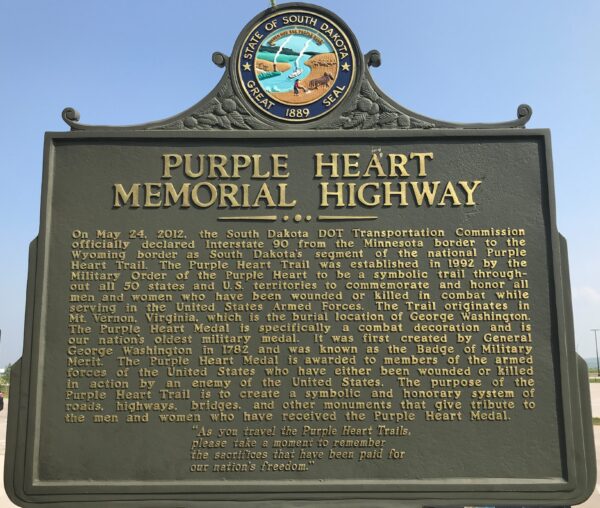VALLEY SPRINGS PURPLE HEART MEMORIAL HIGHWAY MARKER