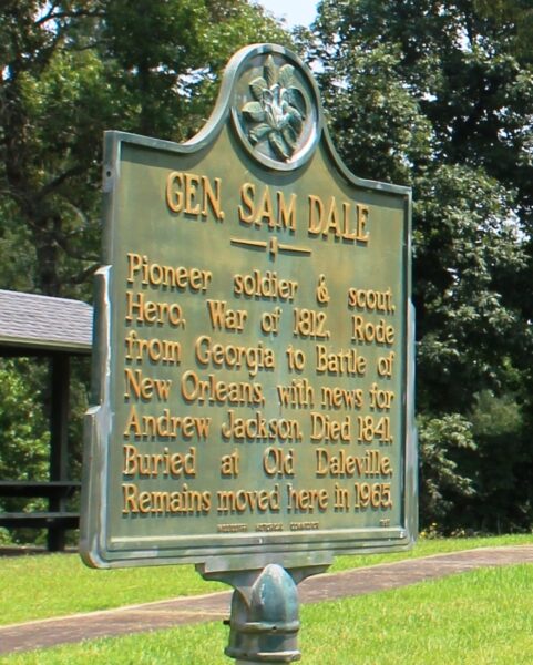 GEN. SAM DALE WAR MEMORIAL MARKER