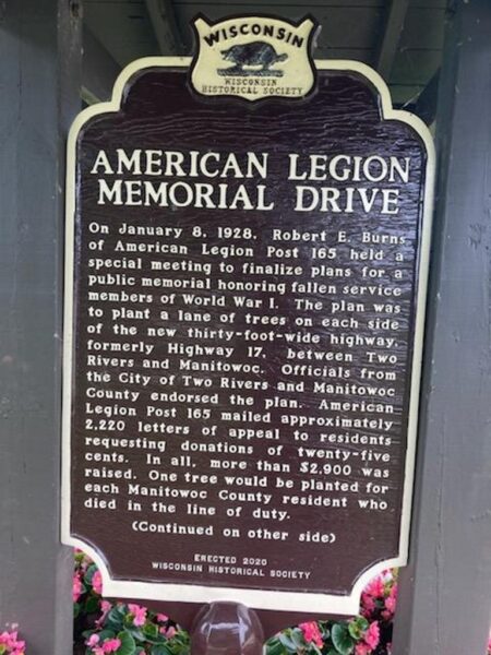 AMERICAN LEGION MEMORIAL DRIVE MARKER FRONT