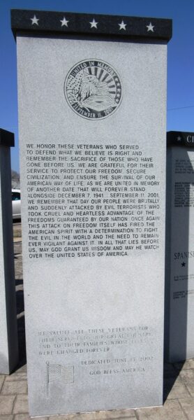 ALLEN OKLAHOMA WAR VETERANS MEMORIAL STONE A