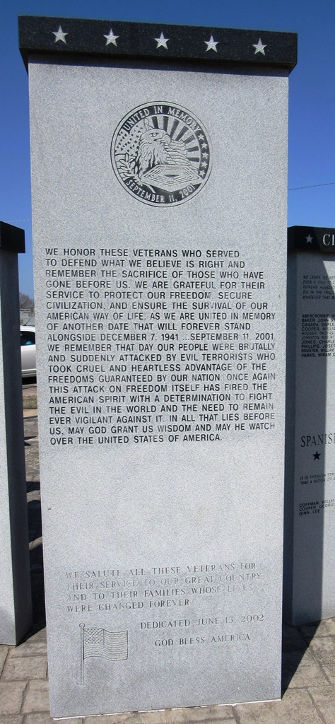 ALLEN OKLAHOMA WAR VETERANS MEMORIAL STONE A