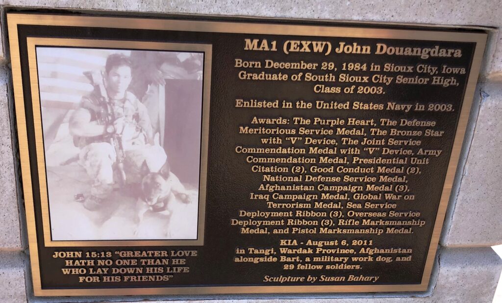 MA1 (EXW) JOHN DOUANGDARA WAR MEMORIAL PLAQUE