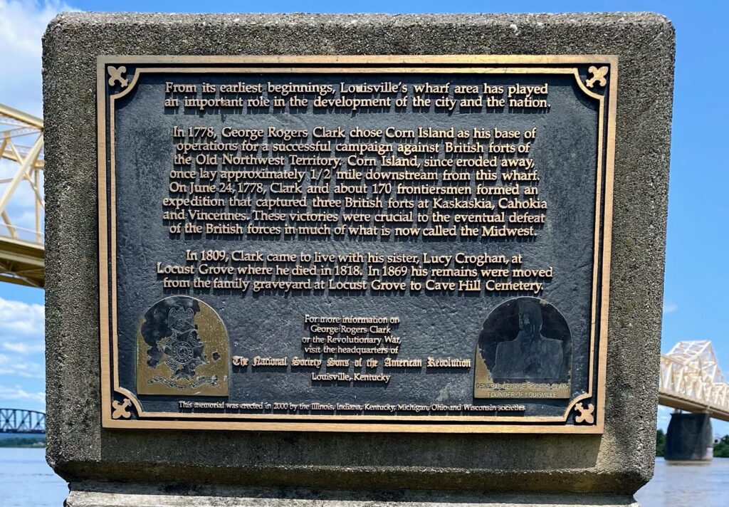 GEORGE ROGERS CLARK CORN ISLAND REVOLUTIONARY WAR MEMORIAL PLAQUE