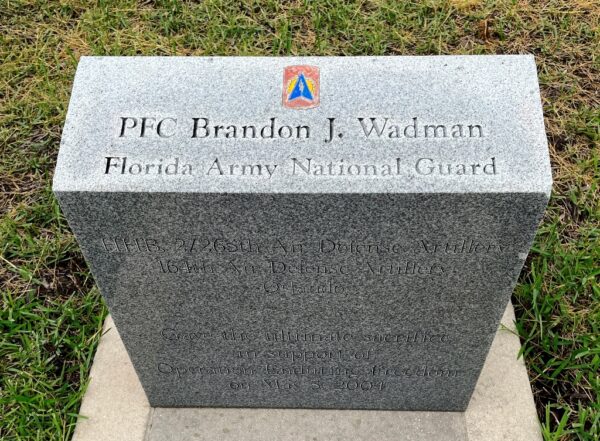 PFC BRANDON J. WADMAN WAR MEMORIAL