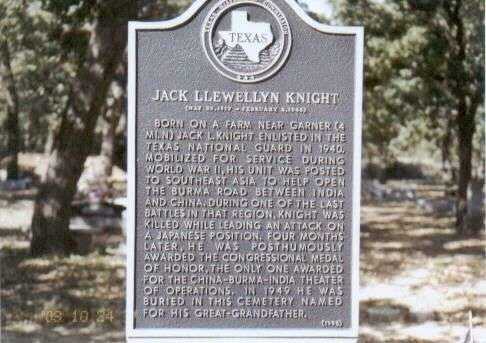 JACK LLEWELLYN KNIGHT MEMORIAL MARKER
