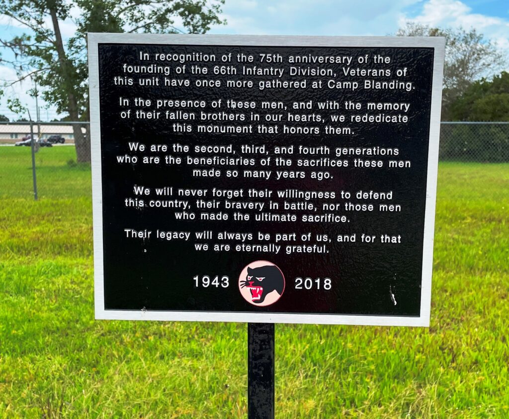 66TH INFANTRY DIVISION WAR MEMORIAL PLAQUE