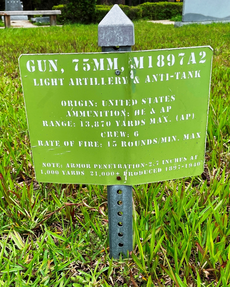 GUN, 75MM, M1897A2 LIGHT ARTILLERY MEMORILA  PLAQUE