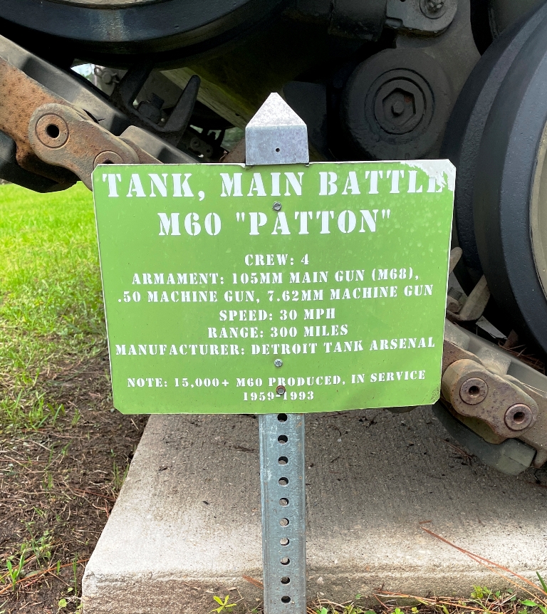 TANK, MAIN BATTLE M60 “PATTON” MEMORIAL PLAQUE