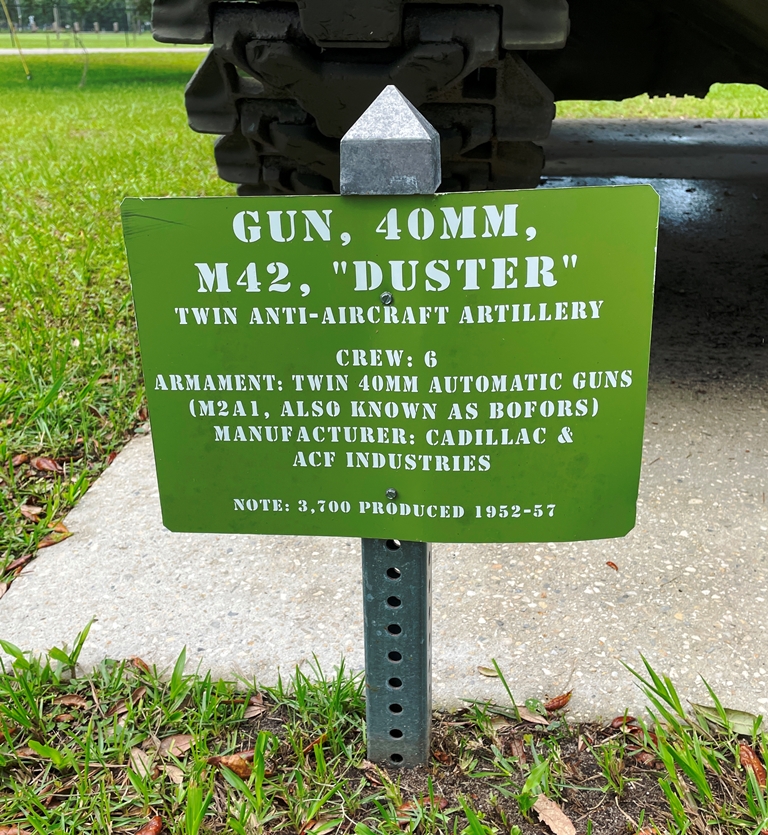 GUN, 40MM, M42, “DUSTER” WAR MEMORIAL PLAQUE