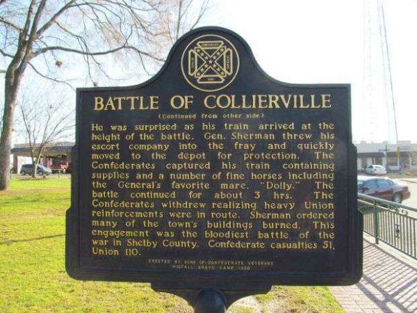 BATTLE OF COLLIERVILLE MEMORIAL MARKER BACK