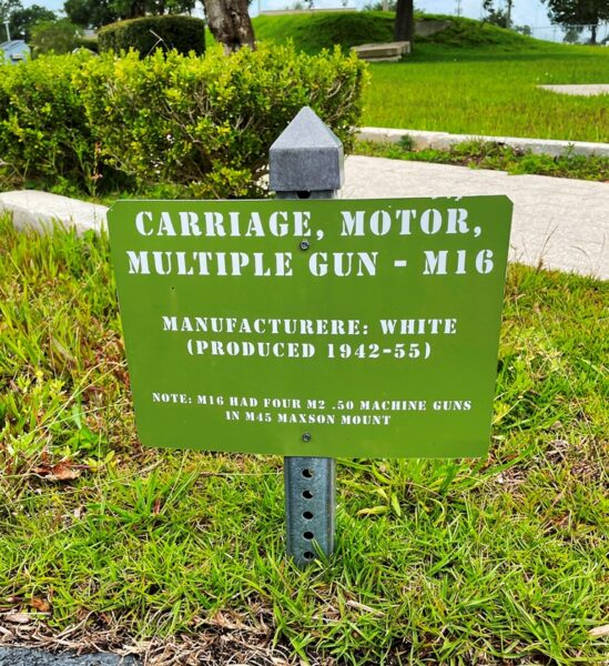 CARRIAGE, MOTOR, MULTIPLE GUN-M16 WAR MEMORIAL PLAQUE
