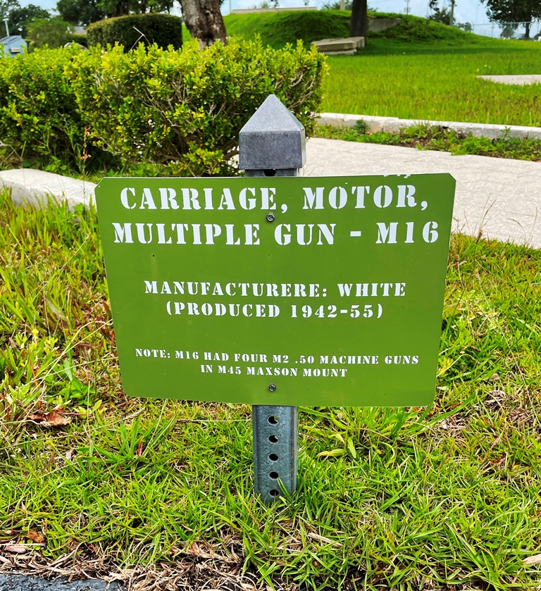 CARRIAGE, MOTOR, MULTIPLE GUN-M16 WAR MEMORIAL PLAQUE
