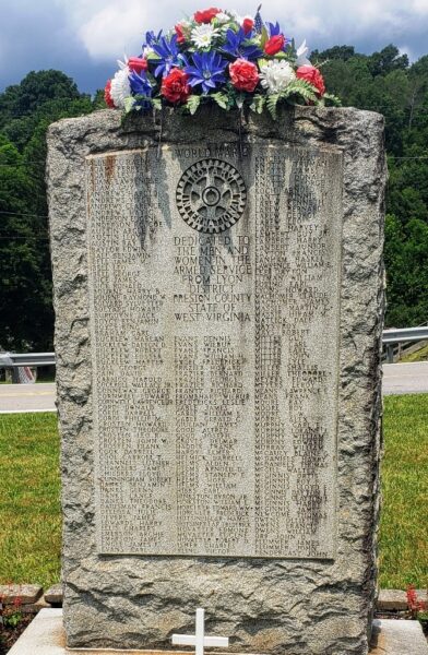 LYON DISTRICT PRESTON COUNTY WORLD WAR 2 MEMORIAL FRONT