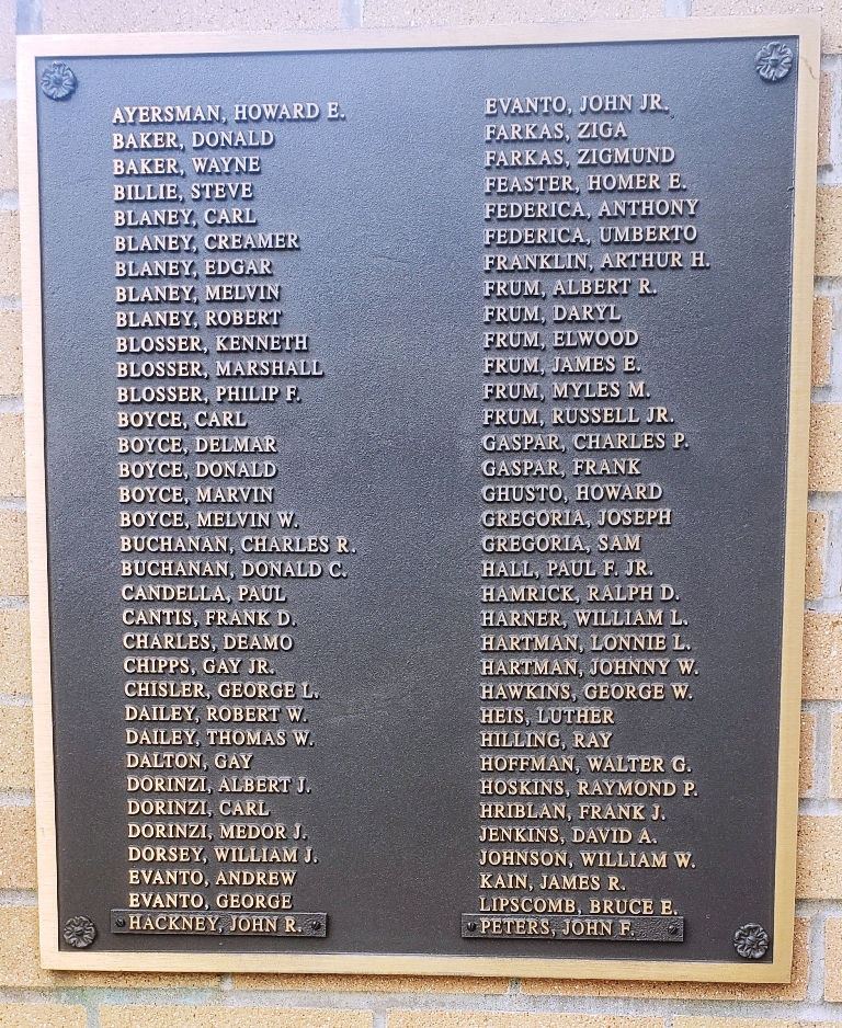 SABRATON HONOR ROLL WORLD WAR II MEMORIAL PLAQUE B