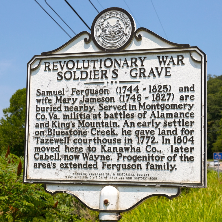 SAMUEL FERGUSON REVOLUTIONARY WAR SOLDIER’S GRAVE MEMORIAL MARKER