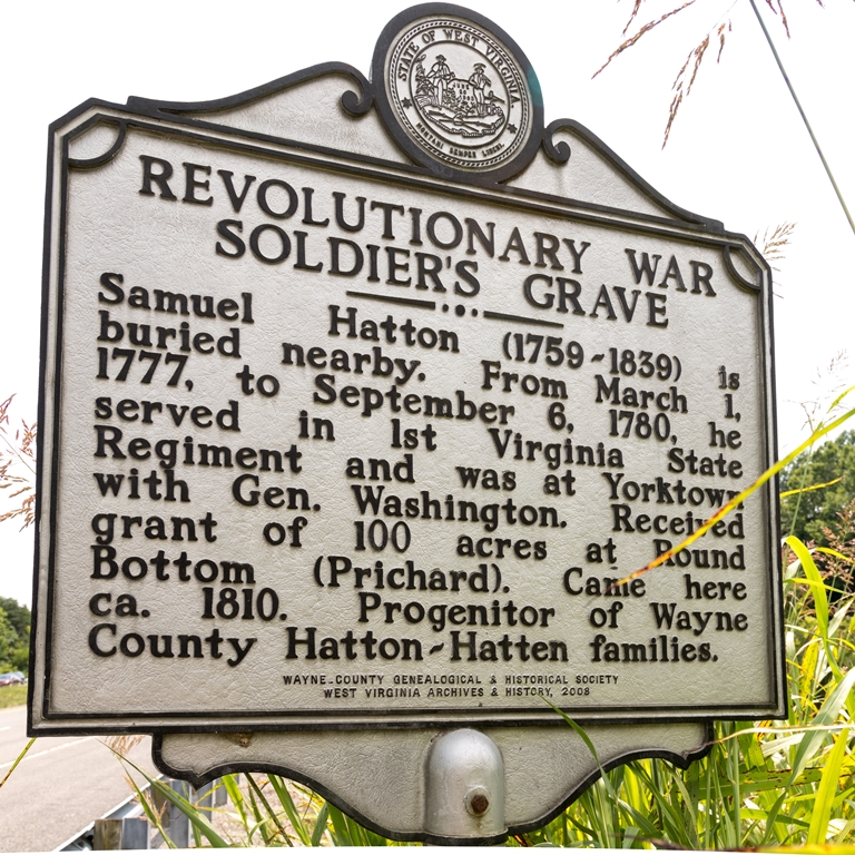 SAMUEL HATTON REVOLUTIONARY WAR SOLDIER’S GRAVE MEMORIAL MARKER