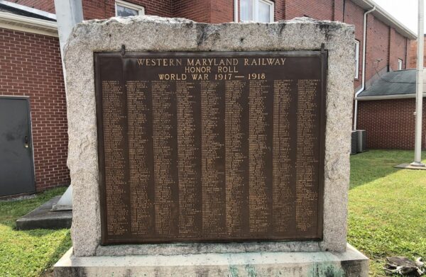 WESTERN MARYLAND RAILWAY HONOR ROLL WORLD WAR MEMORIAL