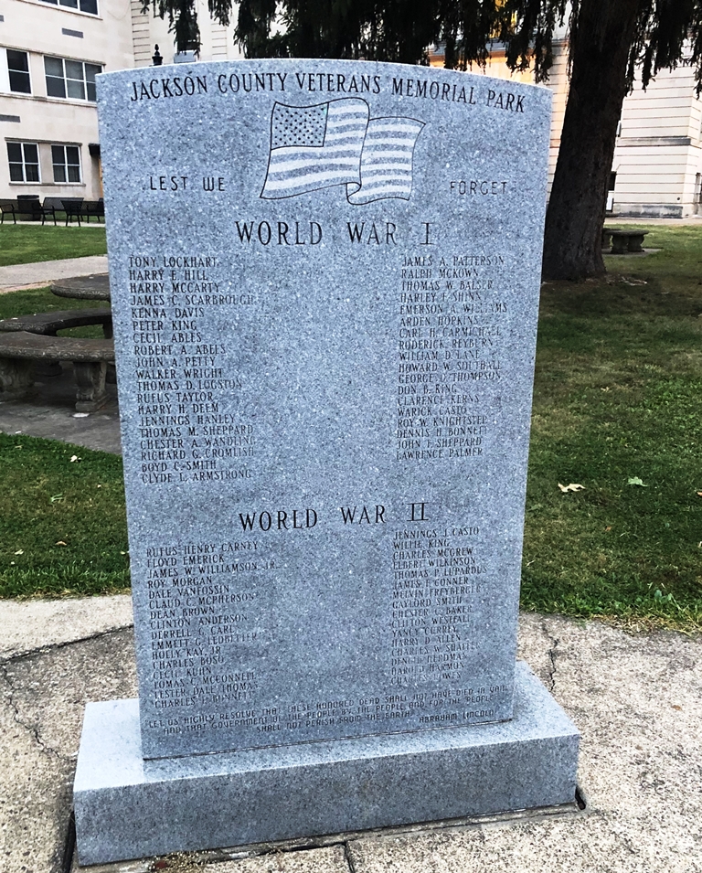 JACKSON COUNTY VETERANS MEMORIAL PARK STONE A
