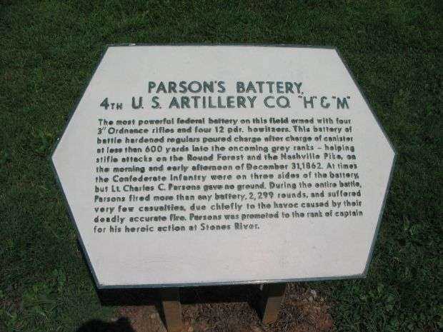 PARSON’S BATTERY WAR MEMORIAL CANNON PLAQUE
