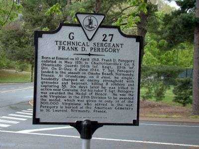 TECHNICAL SERGEANT FRANK D. PEREGORY MEMORIAL MARKER