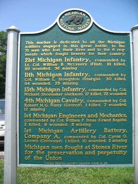 STATE OF MICHIGAN STONES RIVER MEMORIAL MAKER BACK