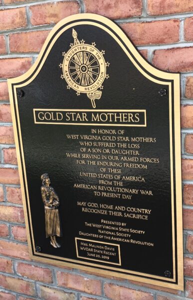 WEST VIRGINIA GOLD STAR WAR MEMORIAL PLAQUE